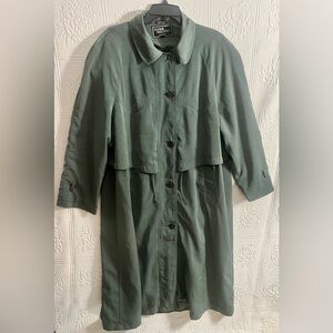 Vintage Junior Gallery Women's Green Trench Coat Size 15/16